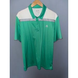 Adidas Golf Polo Shirt Mens Green Athletic Collared Short Sleeve